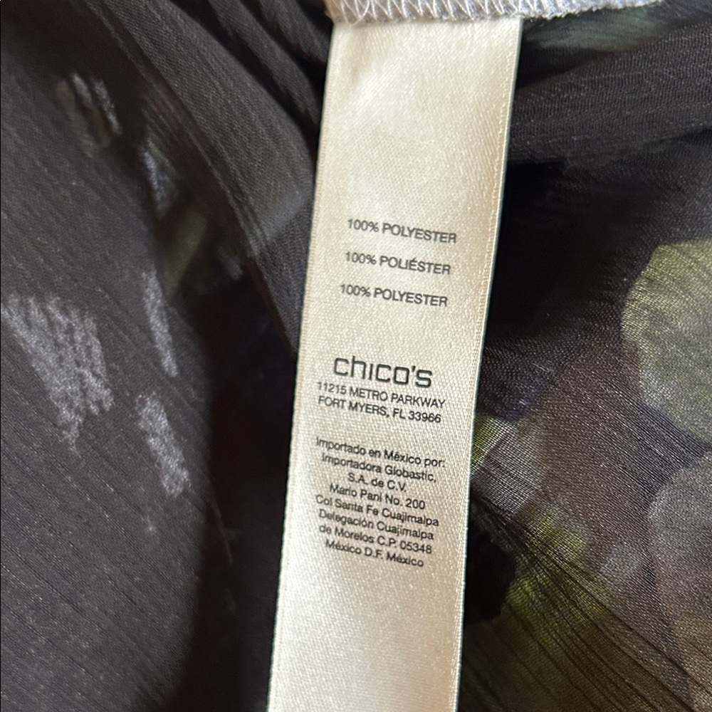 Chico's Top French Art-To-Wear Asian Modernist Floral Sheer Tunic Blouse 1 Med - Picture 5 of 6